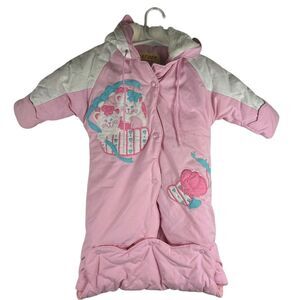 Vintage Weather‎ Control Pink Baby 0-6 Months Snowsuit Bottom Snap Fold Over
